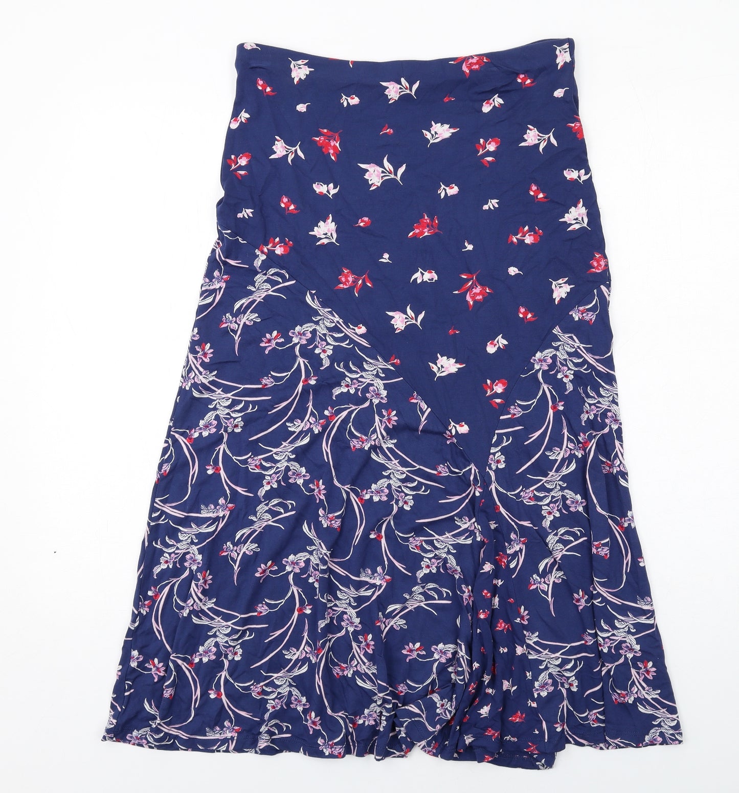 Bonmarché Womens Blue Floral Viscose Maxi Skirt Size 10