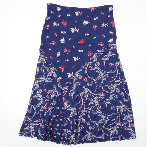Bonmarché Womens Blue Floral Viscose Maxi Skirt Size 10