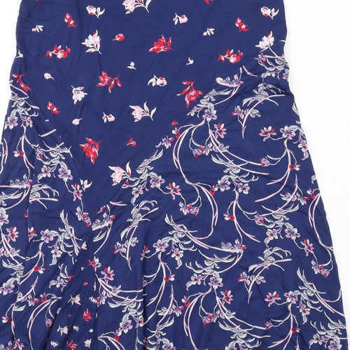 Bonmarché Womens Blue Floral Viscose Maxi Skirt Size 10