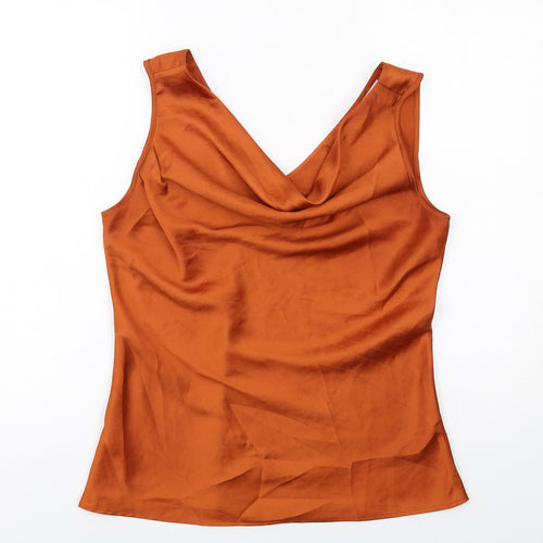 Another Sunday Womens Orange Polyester Basic Tank Size 12 Cowl Neck