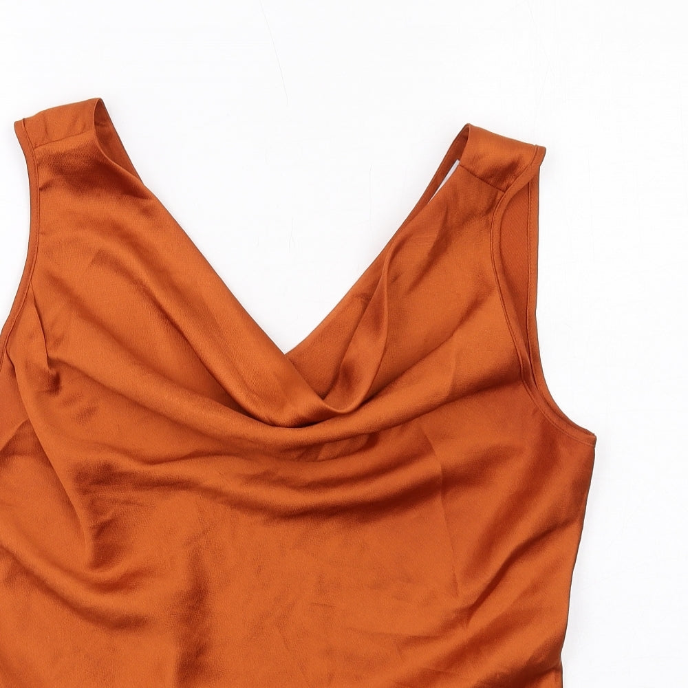 Another Sunday Womens Orange Polyester Basic Tank Size 12 Cowl Neck