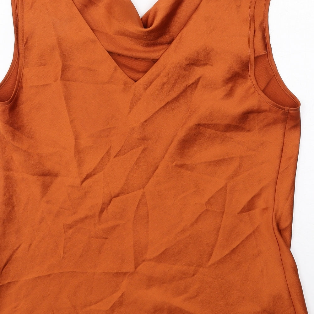 Another Sunday Womens Orange Polyester Basic Tank Size 12 Cowl Neck