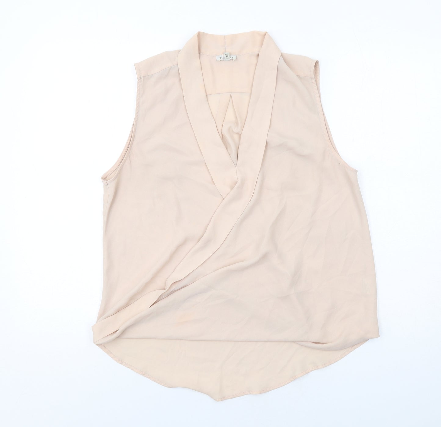 River Island Womens Beige Polyester Basic Blouse Size 12 V-Neck - Wrap Front Detail
