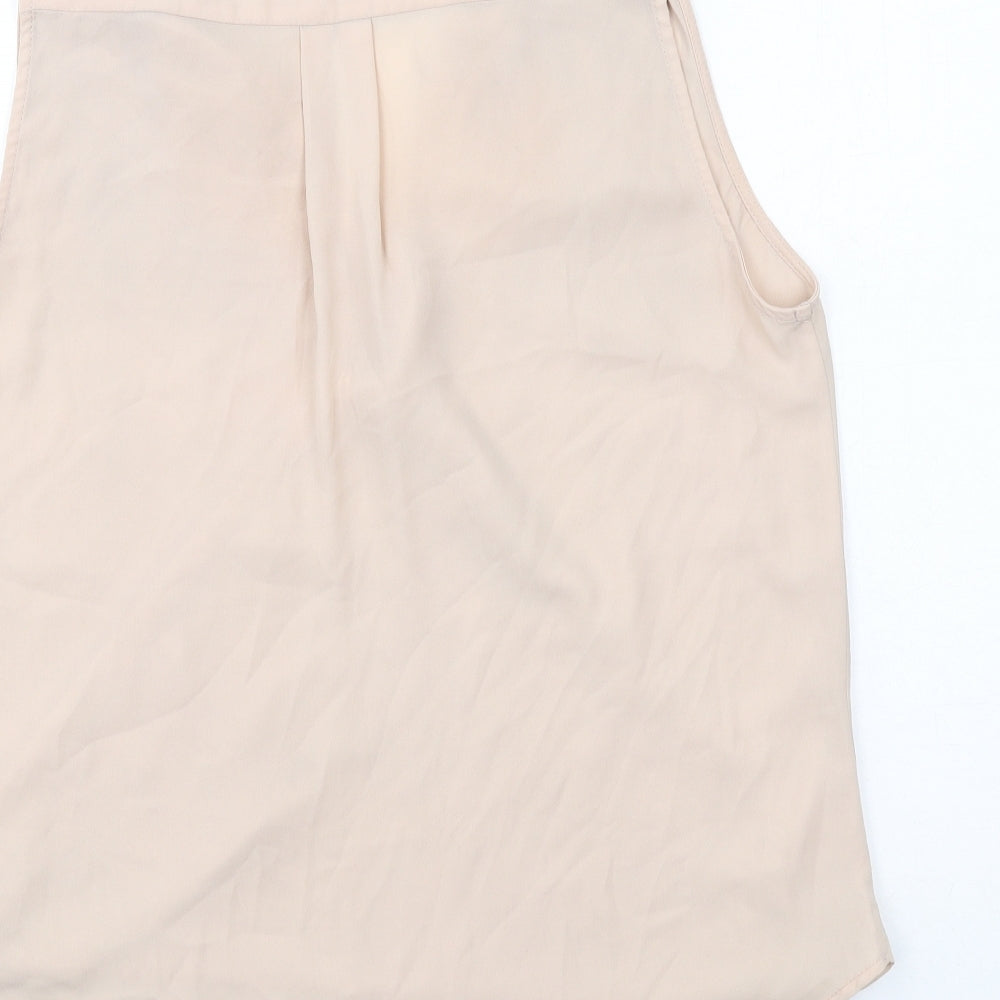 River Island Womens Beige Polyester Basic Blouse Size 12 V-Neck - Wrap Front Detail