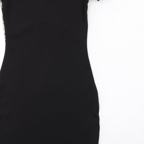 Quiz Womens Black Polyester Shift Size 12 Round Neck Pullover - Embellished