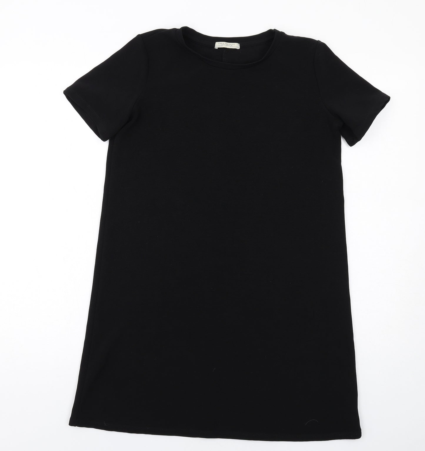 Zara Womens Black Polyester T-Shirt Dress Size S Crew Neck Pullover
