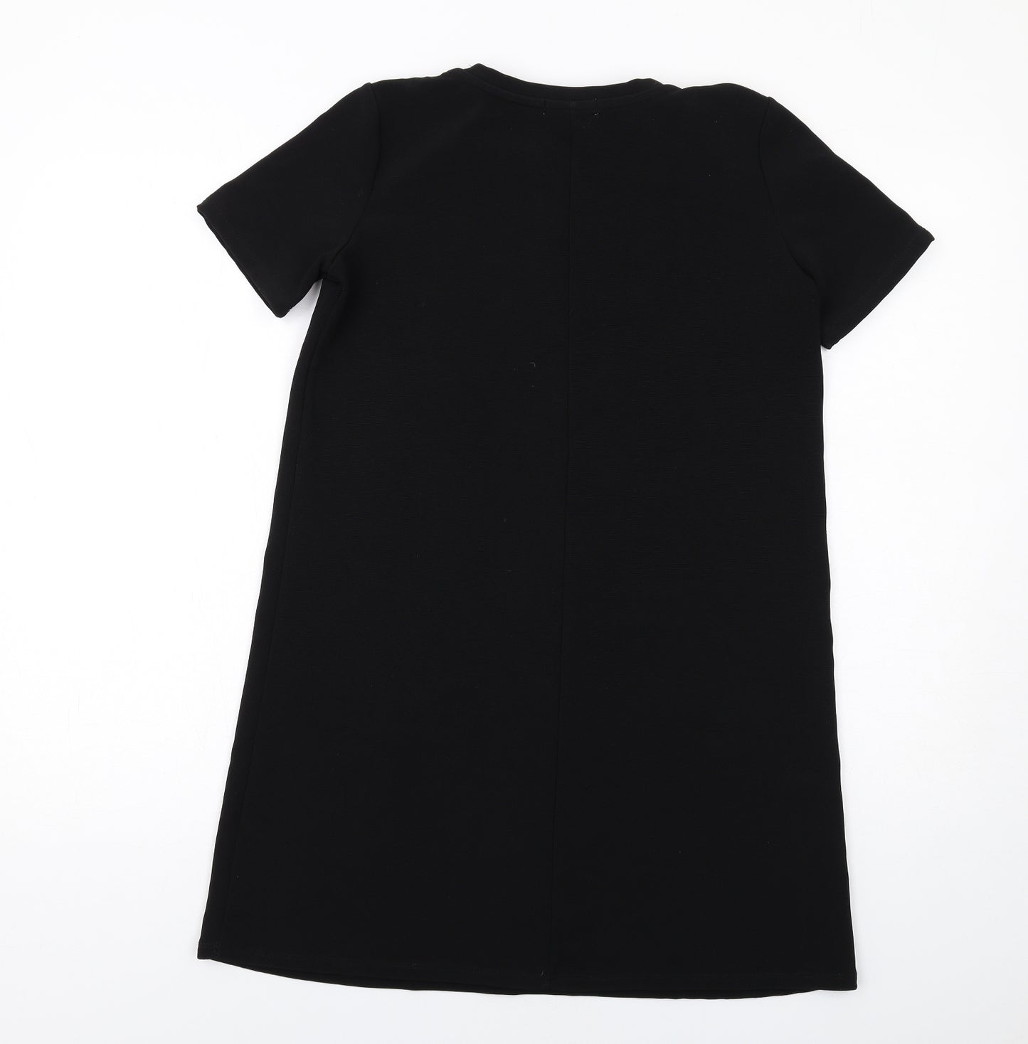 Zara Womens Black Polyester T-Shirt Dress Size S Crew Neck Pullover