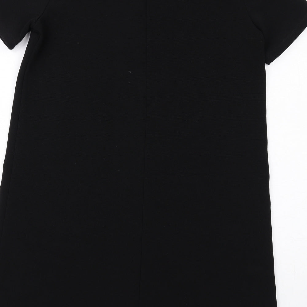 Zara Womens Black Polyester T-Shirt Dress Size S Crew Neck Pullover