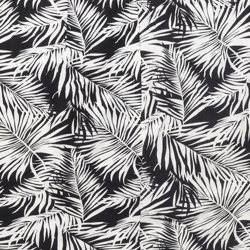 H&M Womens Black Geometric Viscose A-Line Skirt Size 14 Zip - Leaf pattern