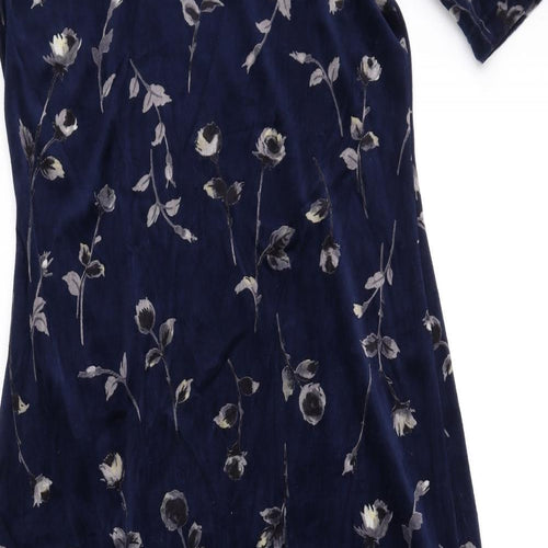 Monsoon Womens Blue Floral Polyester Maxi Size 14 Boat Neck Pullover