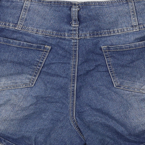 M&Co Girls Blue Cotton Boyfriend Shorts Size 13 Years Regular Zip