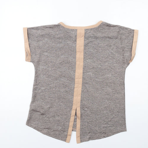 Oasis Womens Beige Polyester Basic T-Shirt Size S Round Neck