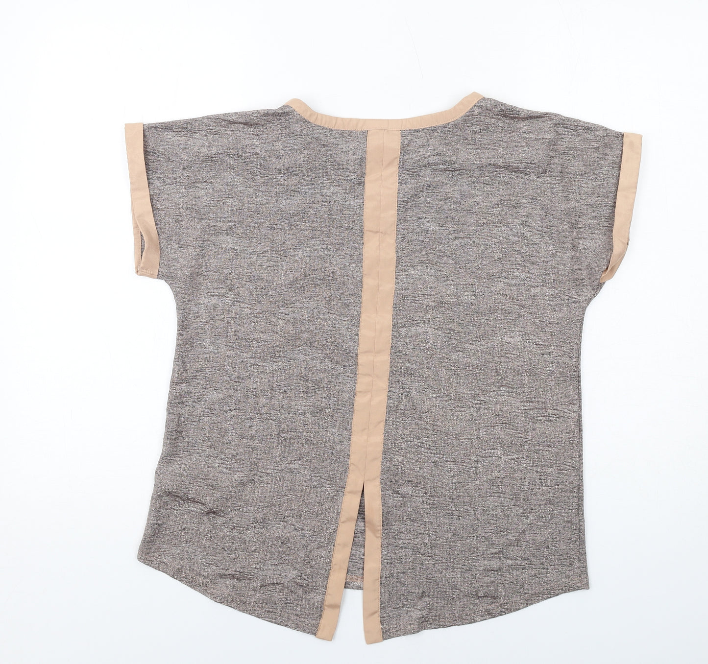 Oasis Womens Beige Polyester Basic T-Shirt Size S Round Neck