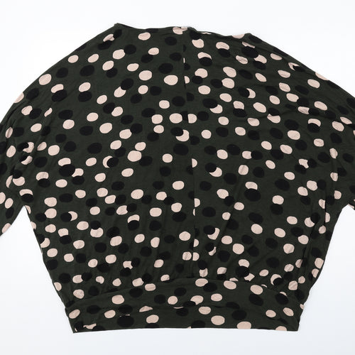 Principles Womens Green Polka Dot Viscose Basic T-Shirt Size 24 Round Neck