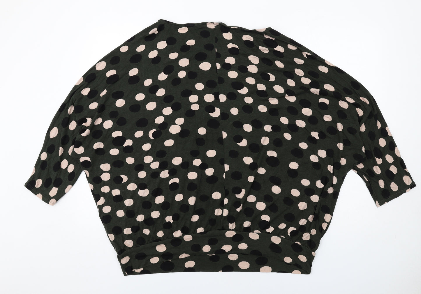 Principles Womens Green Polka Dot Viscose Basic T-Shirt Size 24 Round Neck