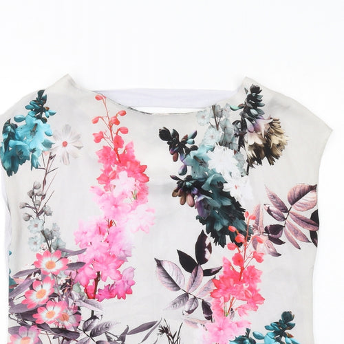 Wallis Womens Multicoloured Floral Polyester Basic Blouse Size 10 Round Neck