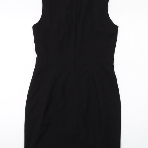 H&M Womens Black Polyester Shift Size 12 Round Neck Zip