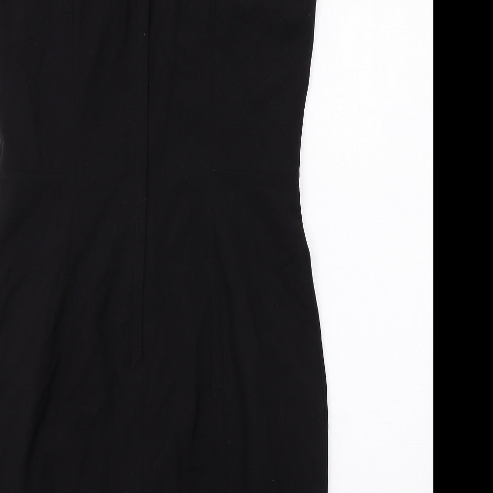 H&M Womens Black Polyester Shift Size 12 Round Neck Zip
