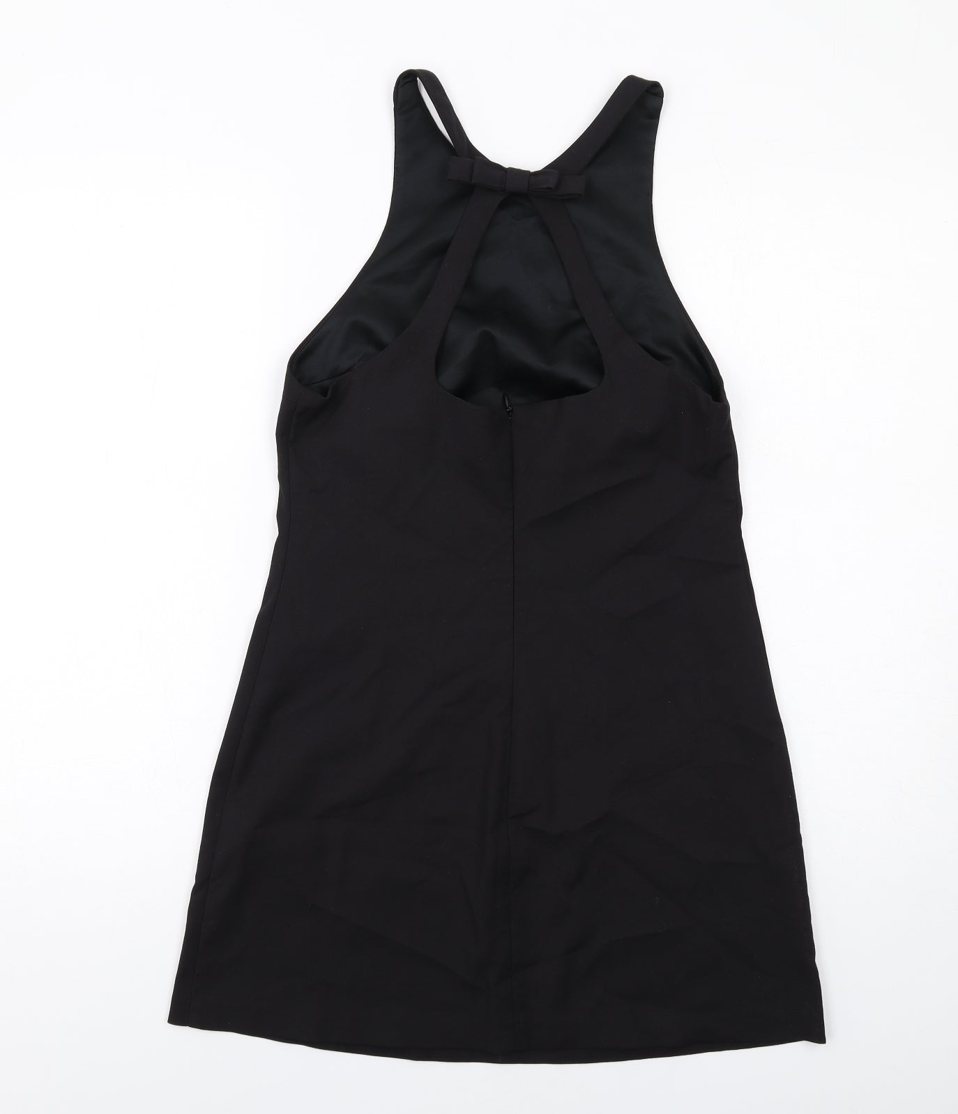 Zara Womens Black Cotton Slip Dress Size M Round Neck Zip