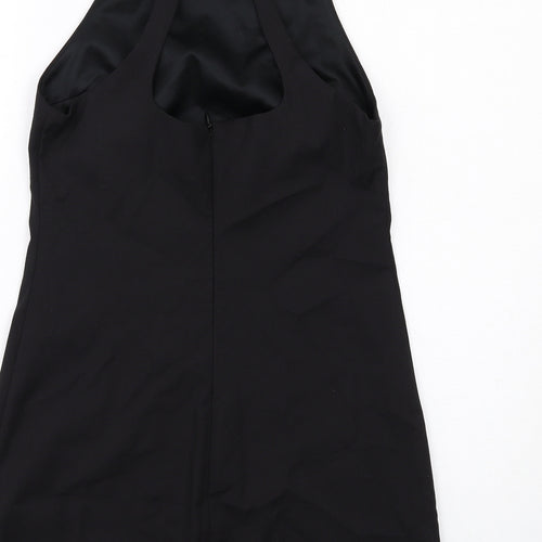 Zara Womens Black Cotton Slip Dress Size M Round Neck Zip
