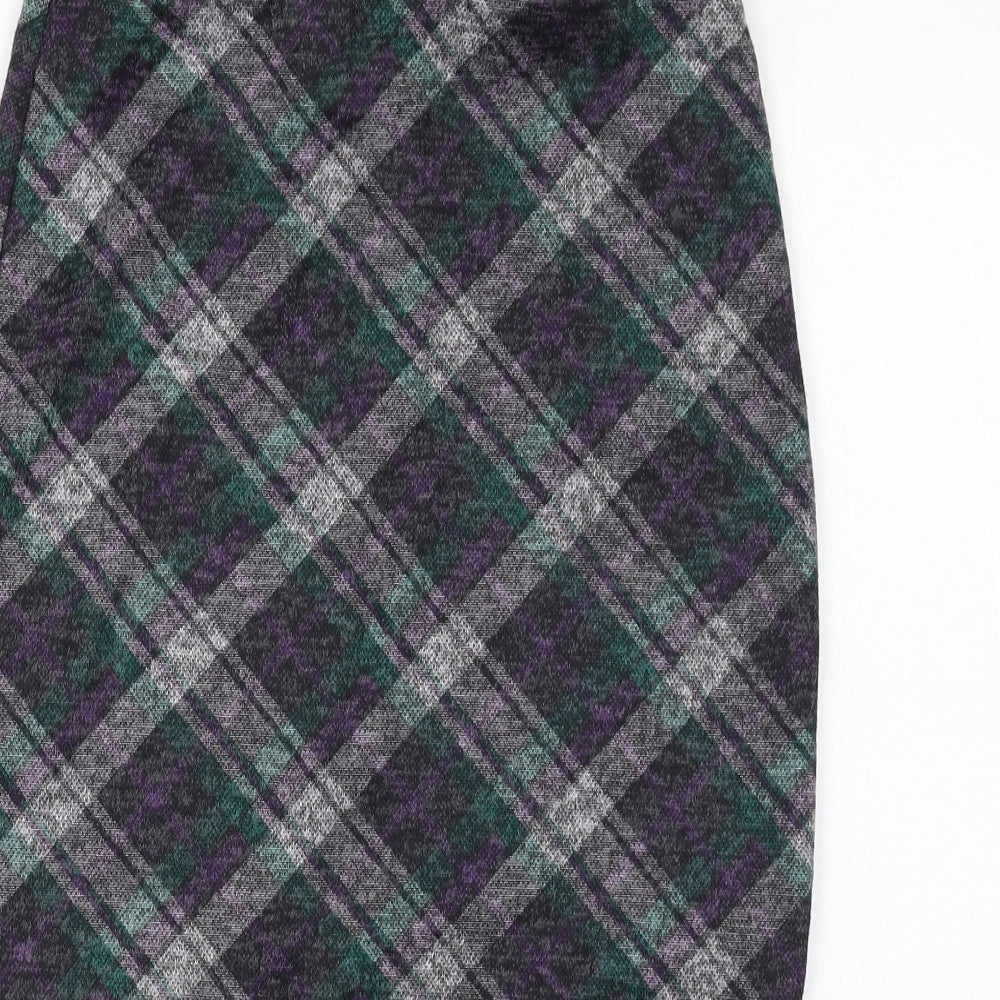 Simon Jeffrey Womens Multicoloured Plaid Polyester Straight & Pencil Skirt Size 10
