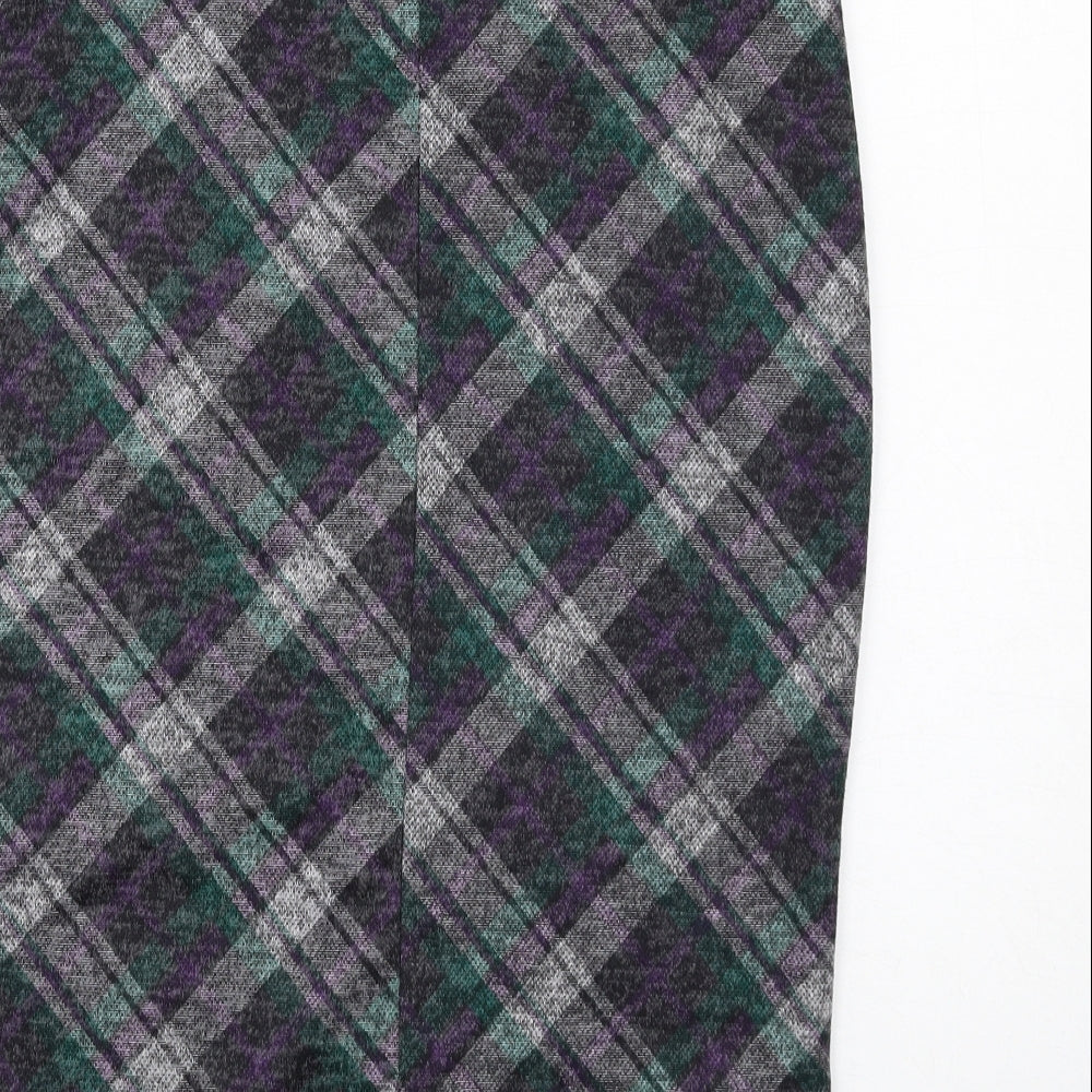 Simon Jeffrey Womens Multicoloured Plaid Polyester Straight & Pencil Skirt Size 10
