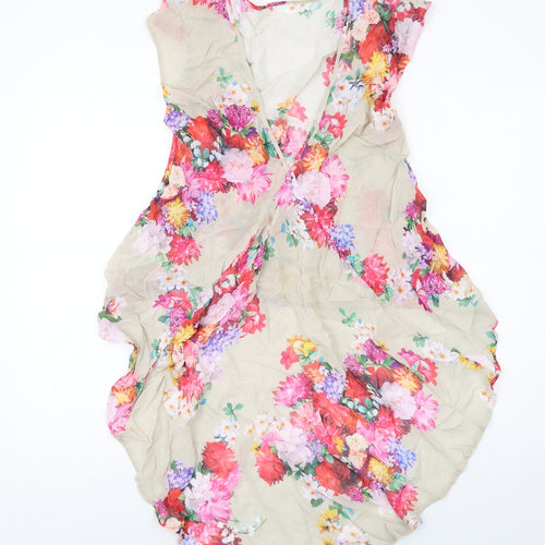 Topshop Womens Multicoloured Floral Viscose Basic Tank Size 12 Round Neck - Asymmetric