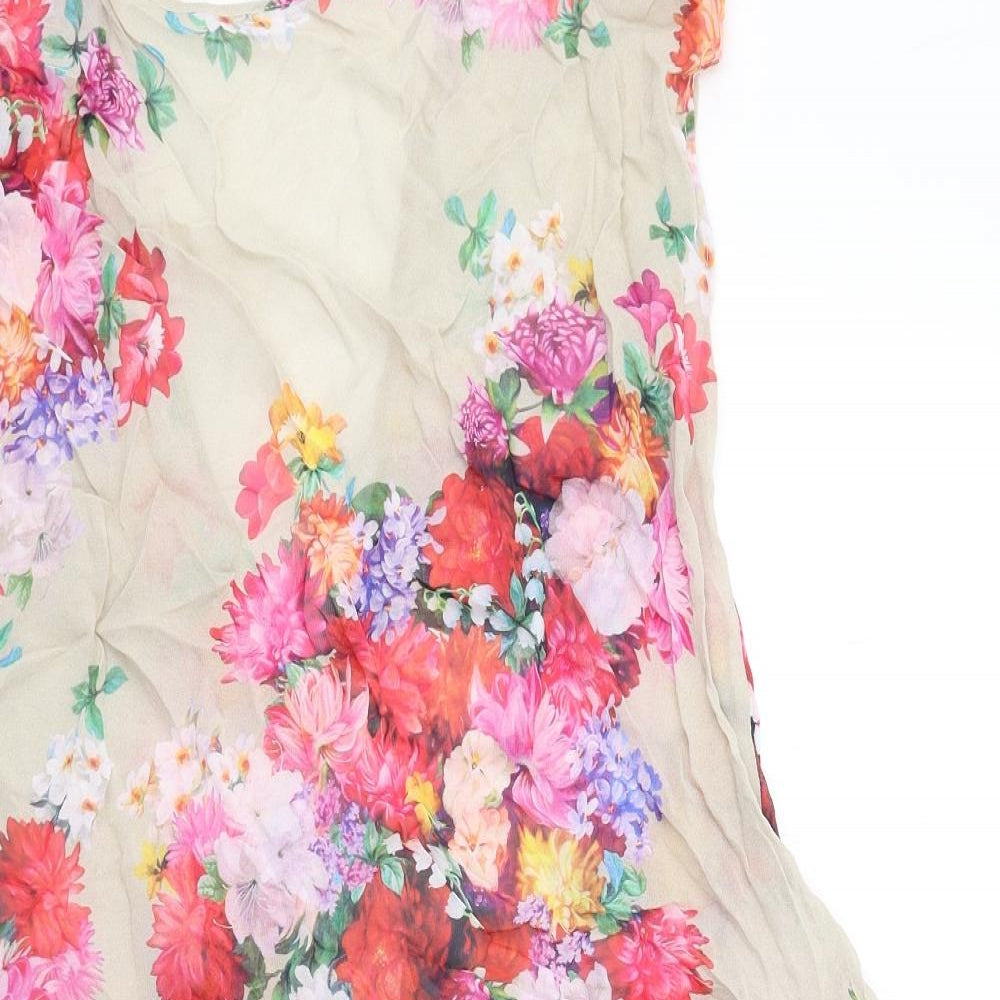 Topshop Womens Multicoloured Floral Viscose Basic Tank Size 12 Round Neck - Asymmetric