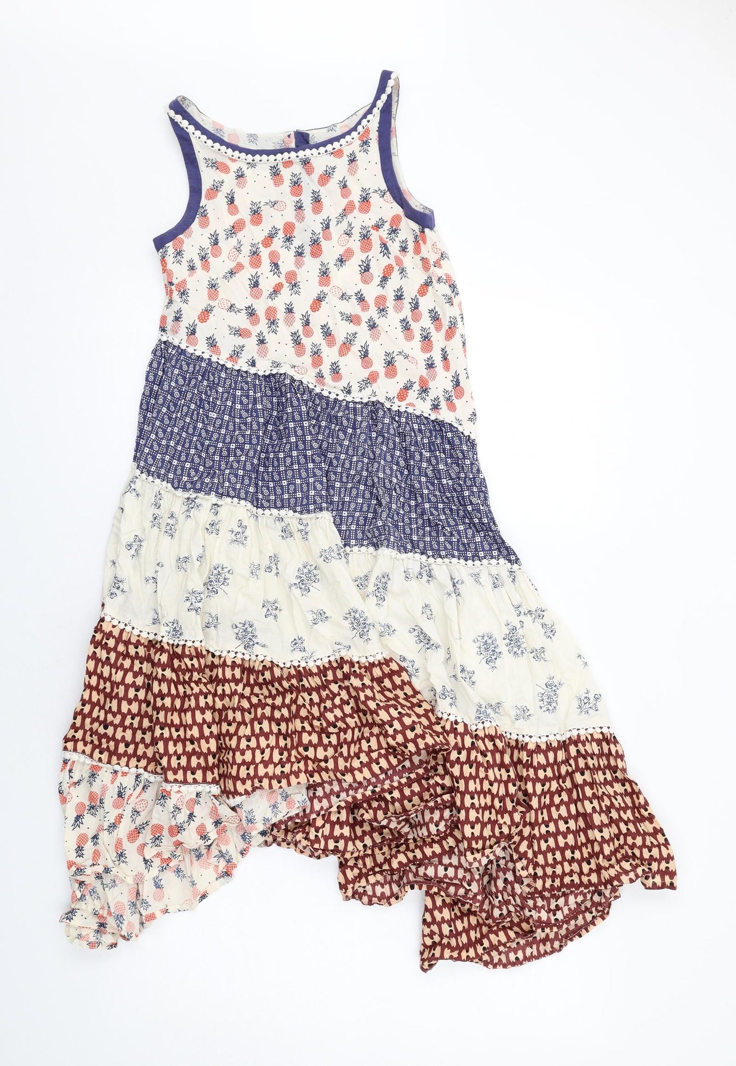 NEXT Girls Multicoloured Geometric Cotton A-Line Size 11 Years Round Neck Button