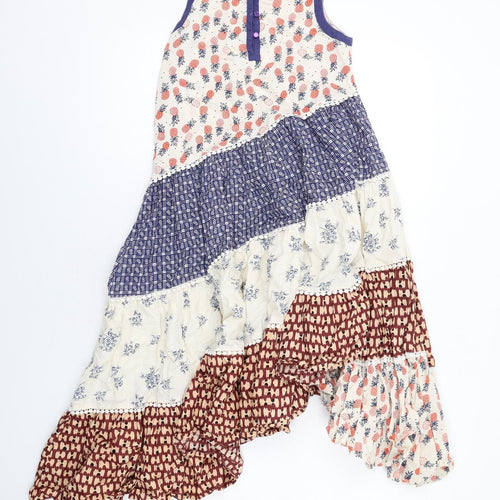 NEXT Girls Multicoloured Geometric Cotton A-Line Size 11 Years Round Neck Button