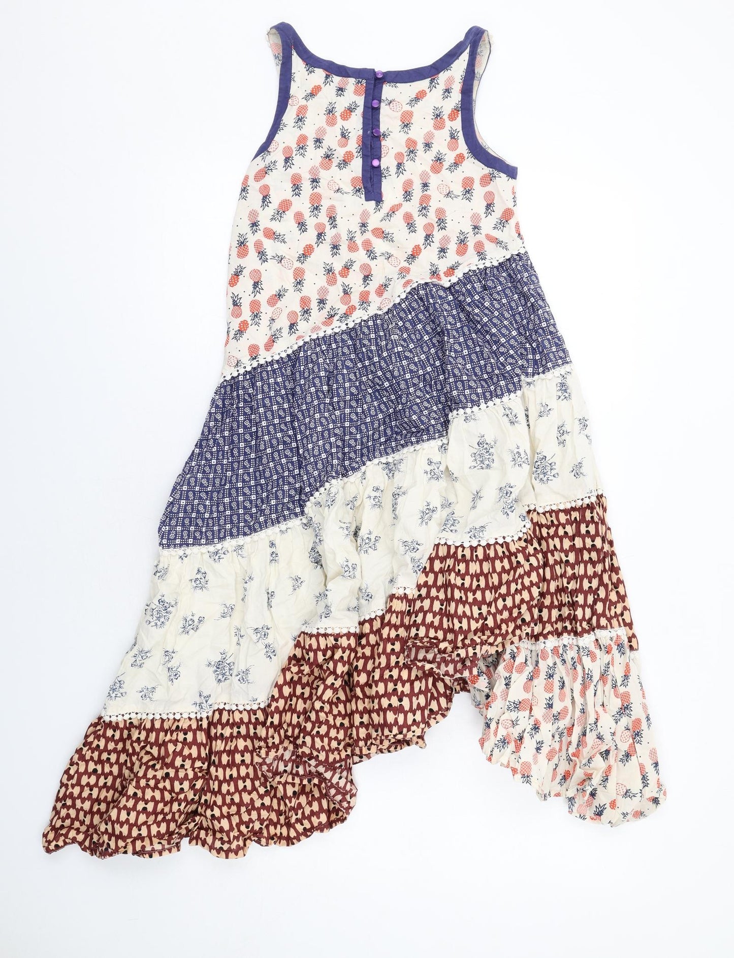 NEXT Girls Multicoloured Geometric Cotton A-Line Size 11 Years Round Neck Button