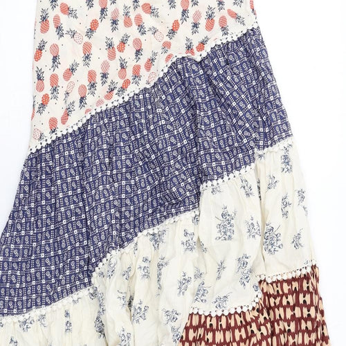 NEXT Girls Multicoloured Geometric Cotton A-Line Size 11 Years Round Neck Button