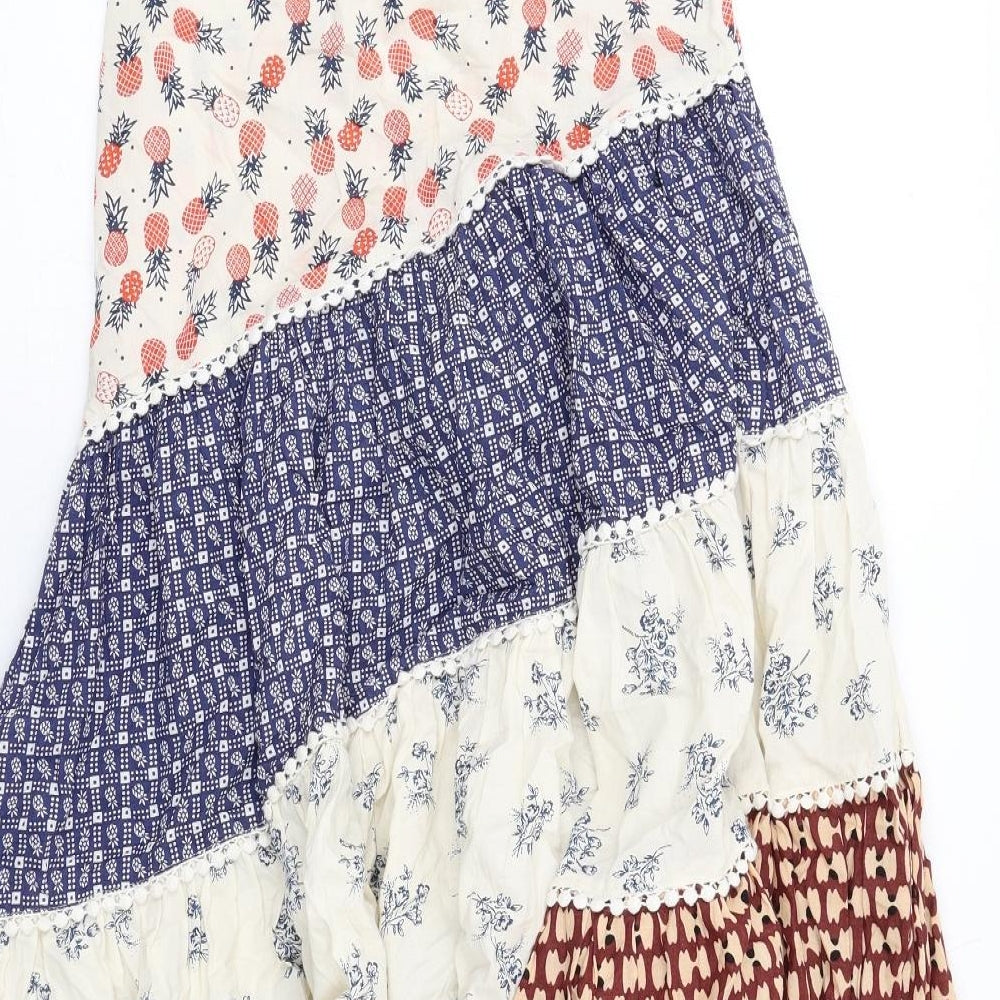 NEXT Girls Multicoloured Geometric Cotton A-Line Size 11 Years Round Neck Button