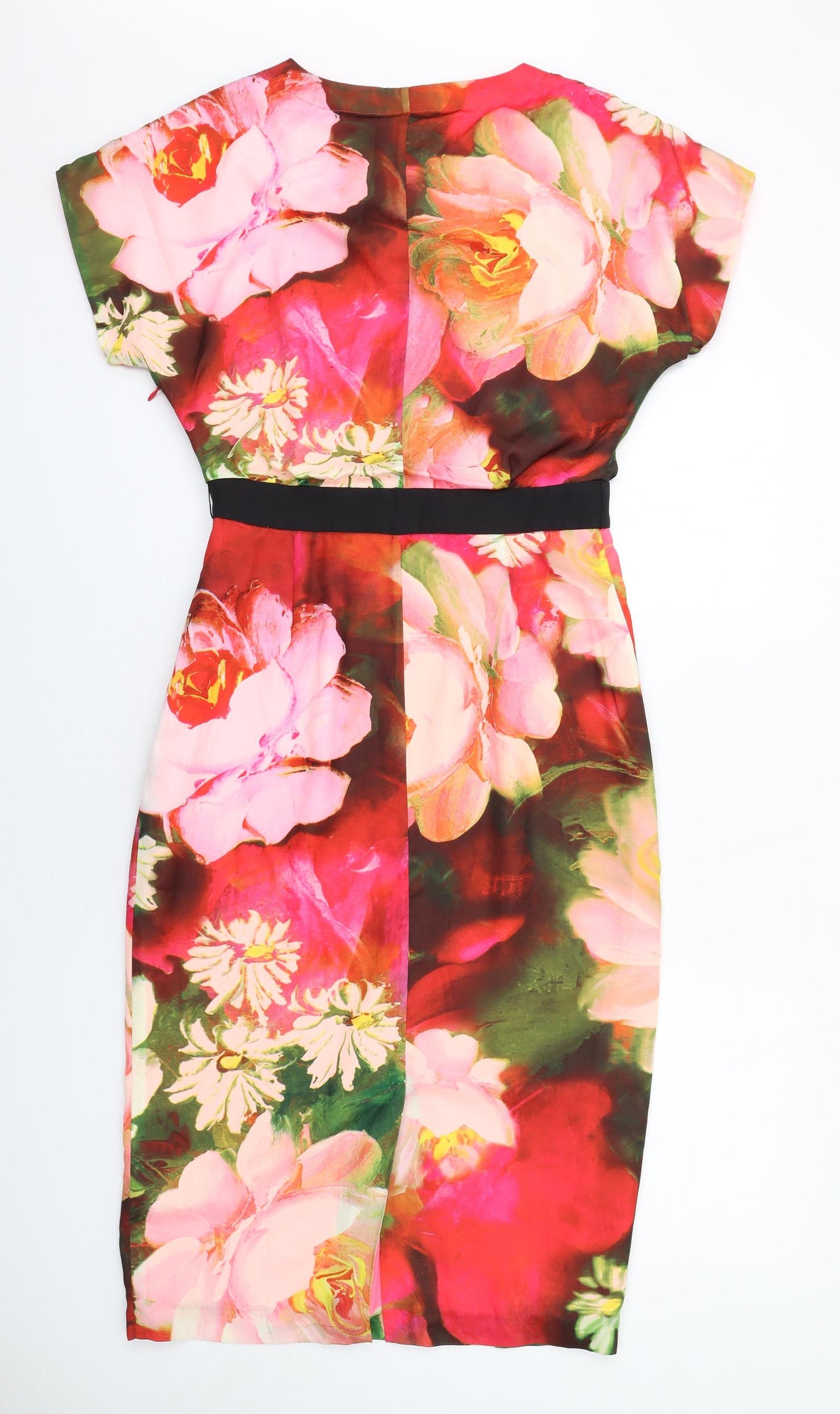 Ted Baker Womens Multicoloured Floral Polyester Shift Size M Round Neck Zip