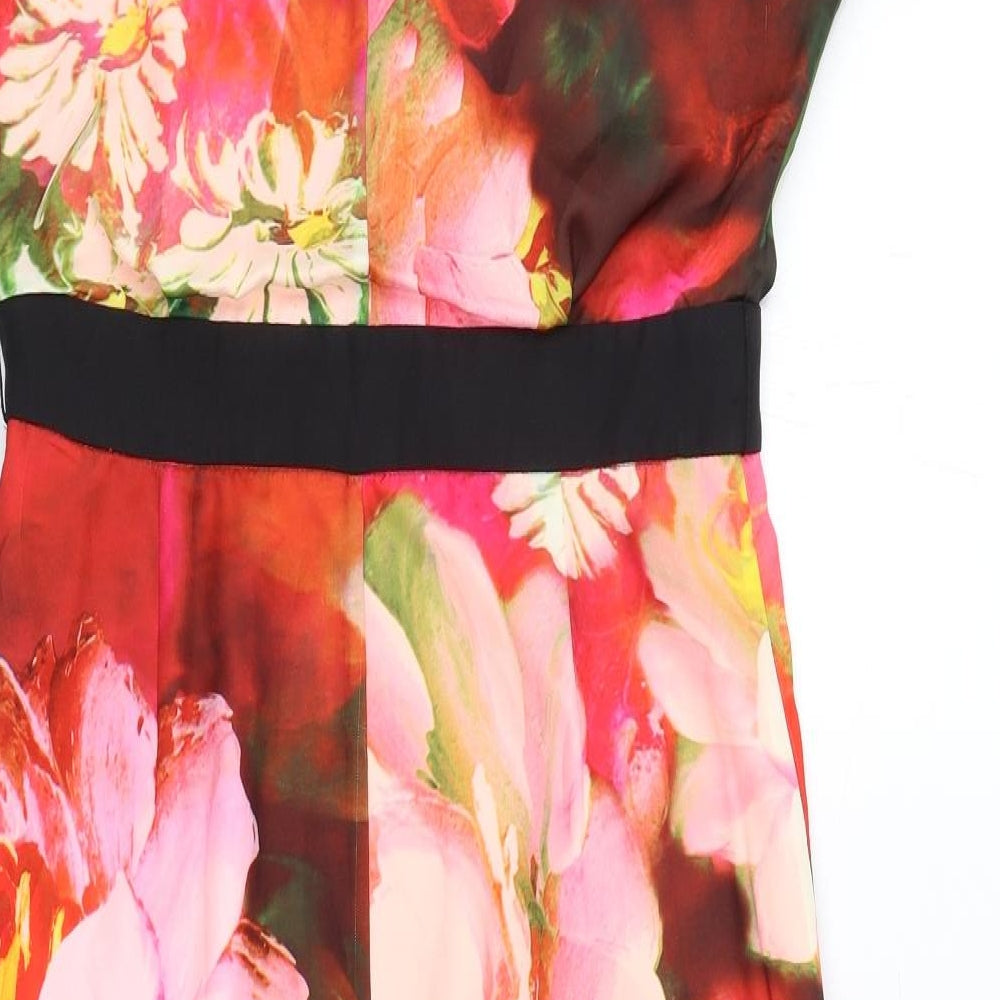 Ted Baker Womens Multicoloured Floral Polyester Shift Size M Round Neck Zip