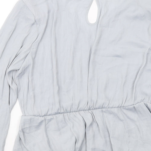 Marks and Spencer Womens Grey Polyester Basic Blouse Size 14 V-Neck