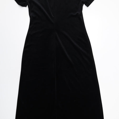 Bonmarché Womens Black Polyester Maxi Size 12 Round Neck Pullover