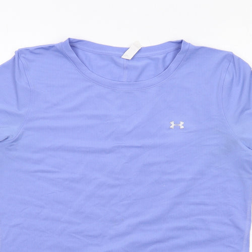 Under armour Womens Blue Polyester Basic T-Shirt Size M Round Neck Pullover