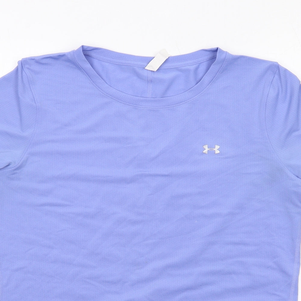 Under armour Womens Blue Polyester Basic T-Shirt Size M Round Neck Pullover