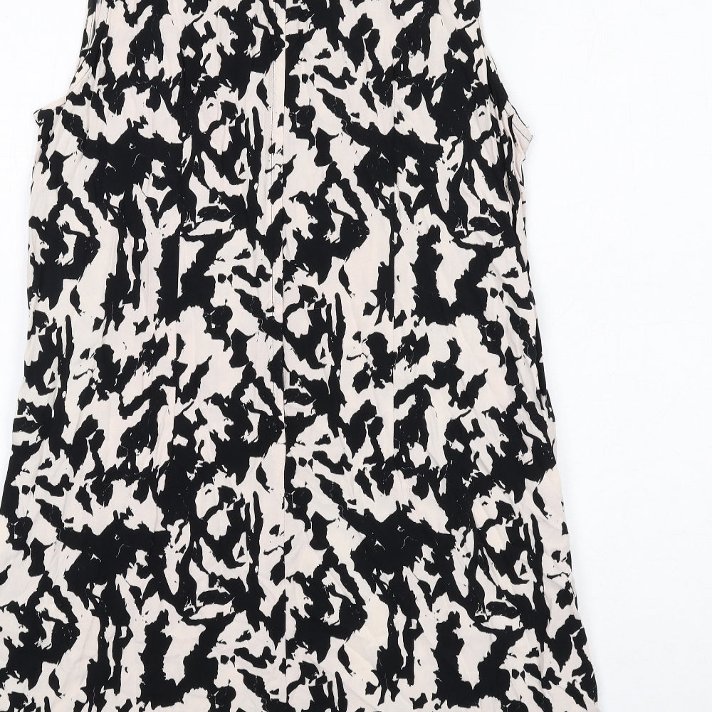 Dorothy Perkins Womens Black Geometric Viscose Shift Size 20 Round Neck Zip