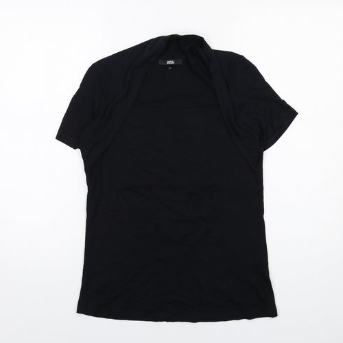 Marks and Spencer Womens Black Viscose Basic T-Shirt Size 12 Square Neck