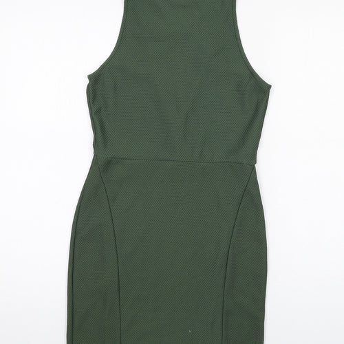Miss Selfridge Womens Green Polyester Bodycon Size 10 V-Neck Pullover