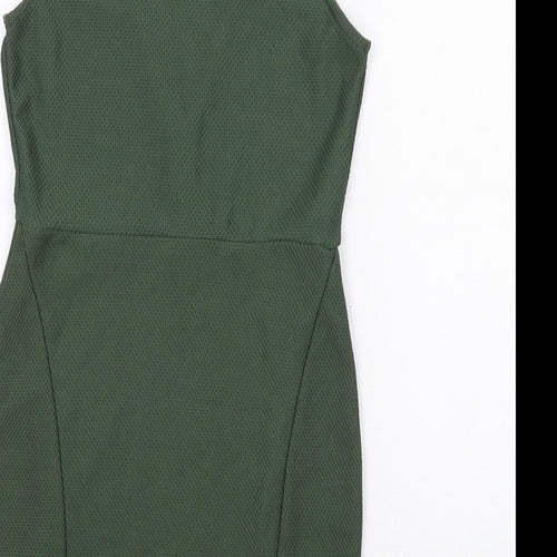 Miss Selfridge Womens Green Polyester Bodycon Size 10 V-Neck Pullover
