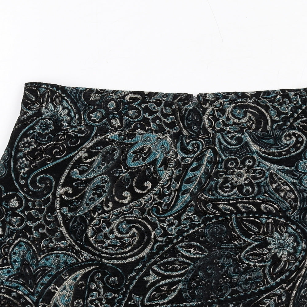 Warehouse Womens Multicoloured Geometric Polyester A-Line Skirt Size 8 Zip