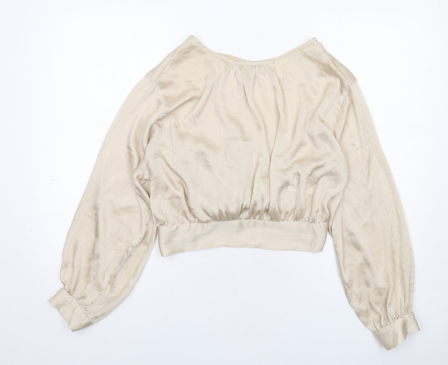 H&M Womens Ivory Polyester Basic Blouse Size L Round Neck