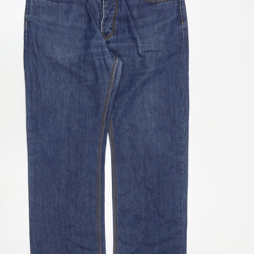 French Connection Mens Blue Cotton Bootcut Jeans Size 34 in L32 in Regular Zip