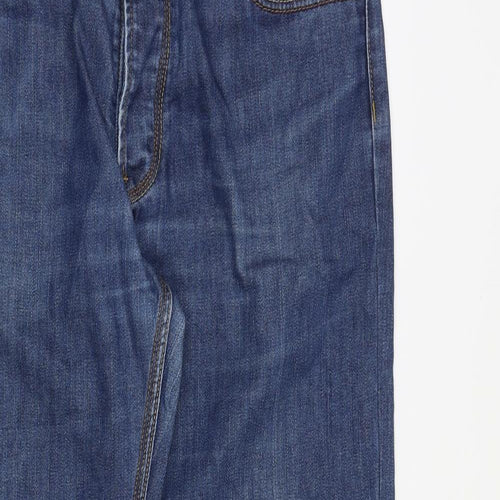 French Connection Mens Blue Cotton Bootcut Jeans Size 34 in L32 in Regular Zip