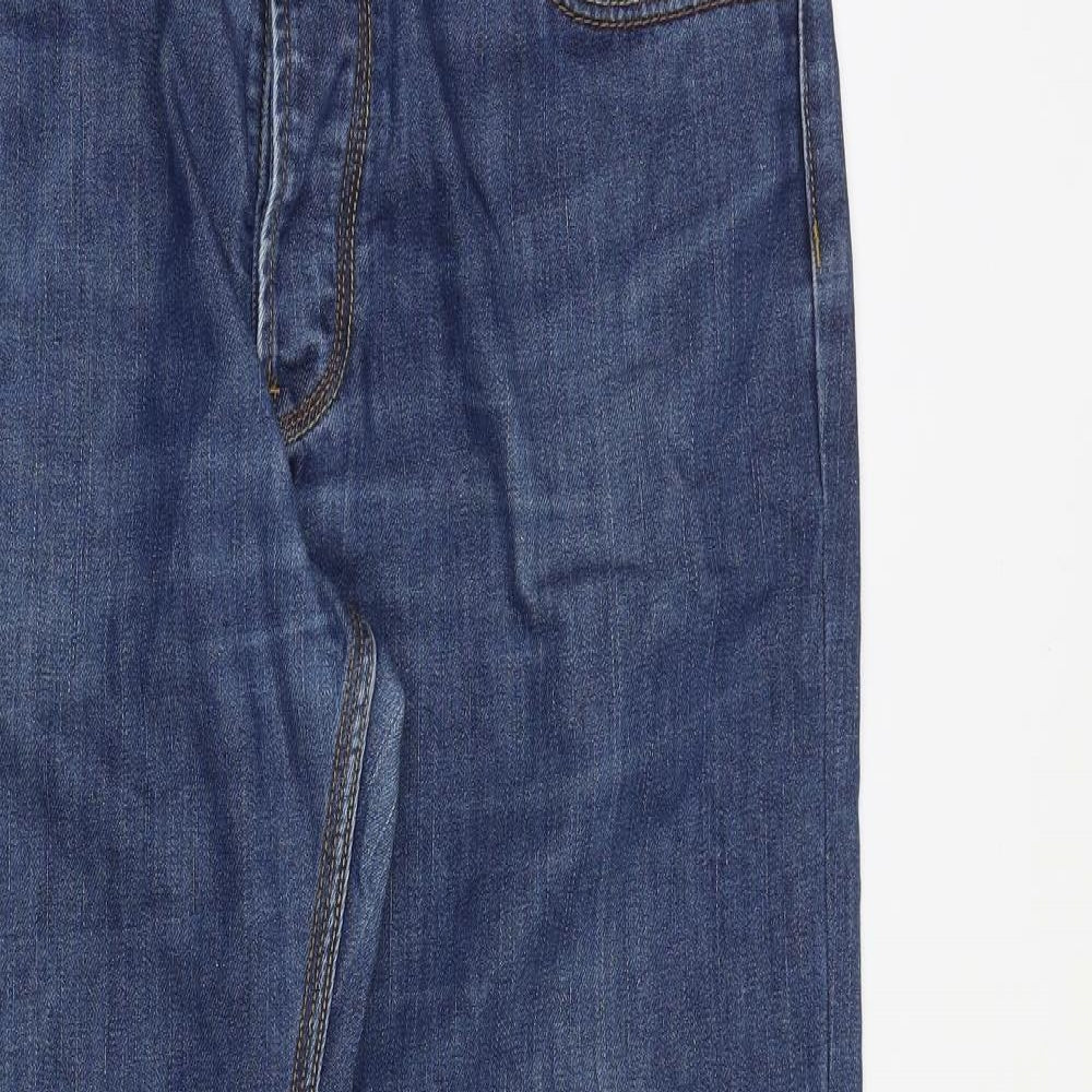 French Connection Mens Blue Cotton Bootcut Jeans Size 34 in L32 in Regular Zip