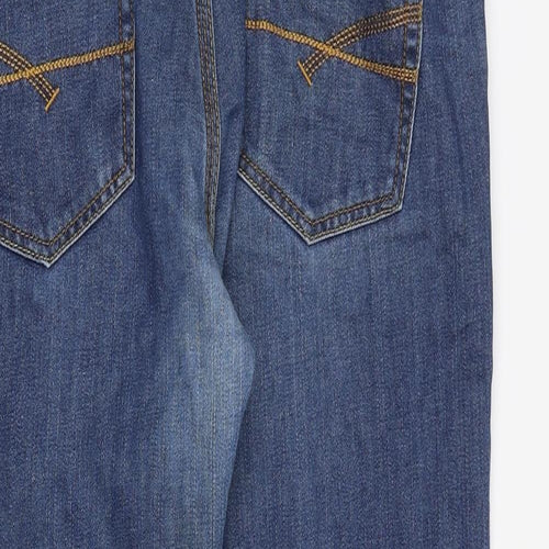 French Connection Mens Blue Cotton Bootcut Jeans Size 34 in L32 in Regular Zip