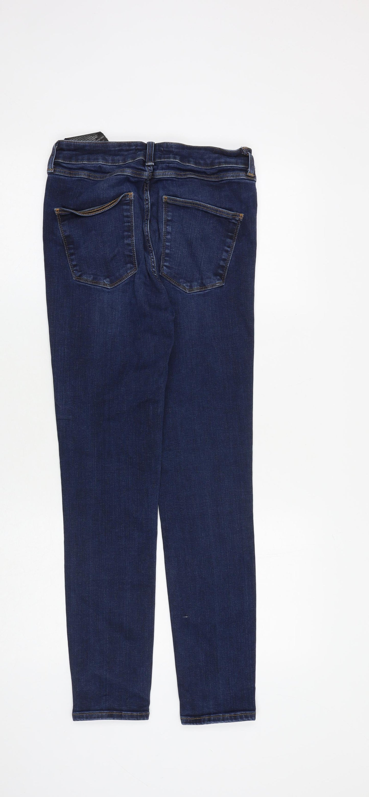 Zara Womens Blue Cotton Skinny Jeans Size 12 L27 in Slim Zip